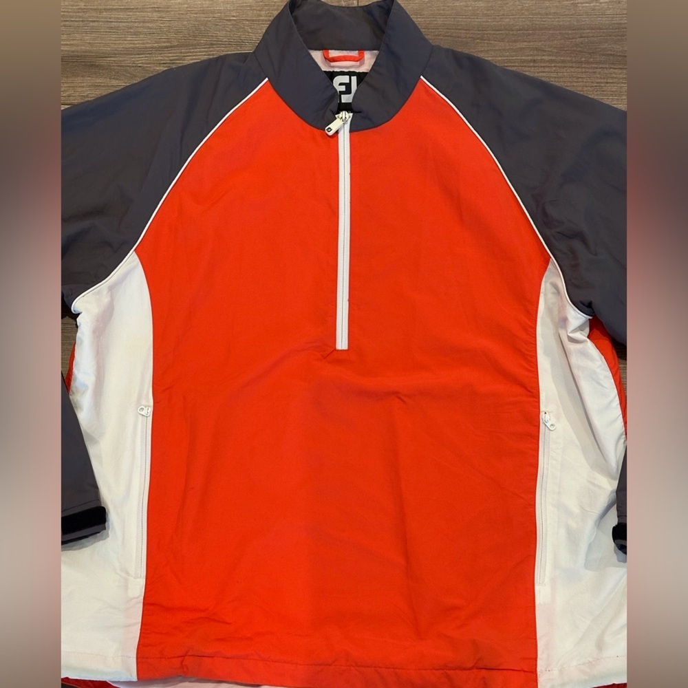 New! Footjoy Fugi Orange and Gray 1/2 Zip Windbreaker Pullover Size XL - Picture 8 of 9